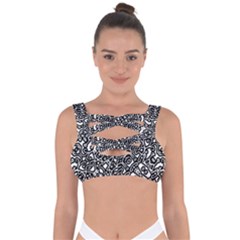 Interlace Black And White Pattern Bandaged Up Bikini Top