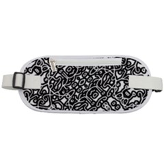 Interlace Black And White Pattern Rounded Waist Pouch by dflcprintsclothing