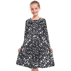 Interlace Black And White Pattern Kids  Midi Sailor Dress by dflcprintsclothing