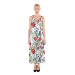 Summer flowers pattern Sleeveless Maxi Dress