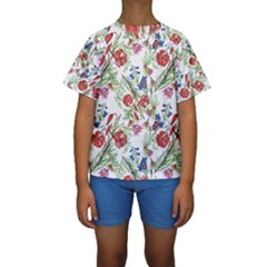 Summer flowers pattern Kids  Short Sleeve Swimwear