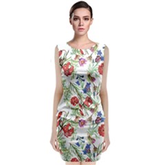 Summer flowers pattern Classic Sleeveless Midi Dress