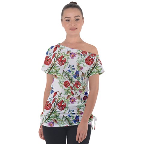 Summer Flowers Pattern Tie-up Tee by goljakoff