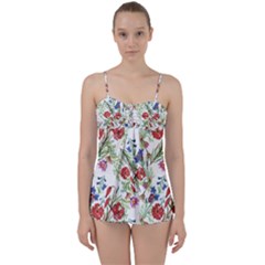 Summer flowers pattern Babydoll Tankini Set