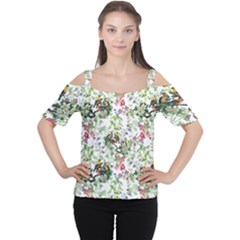 Green Flora Cutout Shoulder Tee