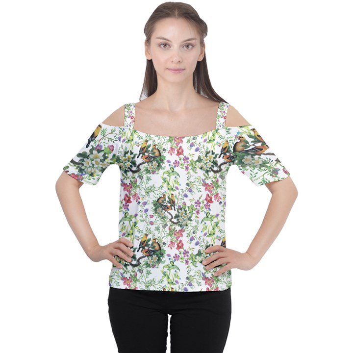 Green flora Cutout Shoulder Tee