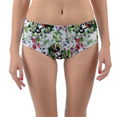 Green Flora Reversible Mid-waist Bikini Bottoms by goljakoff