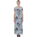 Green flora High Waist Short Sleeve Maxi Dress View1