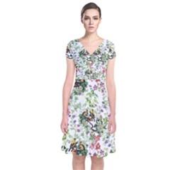 Green Flora Short Sleeve Front Wrap Dress by goljakoff