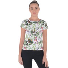 Green Flora Short Sleeve Sports Top  by goljakoff