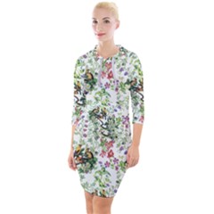 Green Flora Quarter Sleeve Hood Bodycon Dress by goljakoff