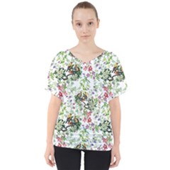 Green Flora V-neck Dolman Drape Top by goljakoff