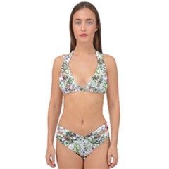 Green Flora Double Strap Halter Bikini Set by goljakoff