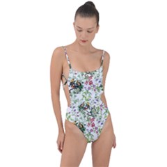 Green Flora Tie Strap One Piece Swimsuit by goljakoff