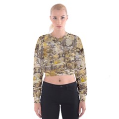 Rocky Texture Grunge Print Design Cropped Sweatshirt by dflcprintsclothing