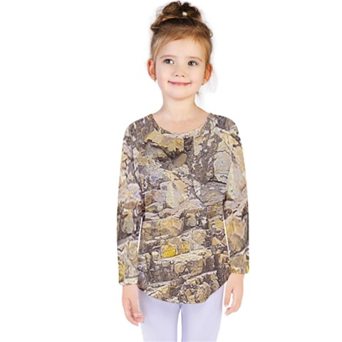 Rocky Texture Grunge Print Design Kids  Long Sleeve Tee by dflcprintsclothing