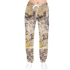 Rocky Texture Grunge Print Design Women Velvet Drawstring Pants