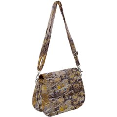 Rocky Texture Grunge Print Design Saddle Handbag