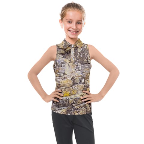 Rocky Texture Grunge Print Design Kids  Sleeveless Polo Tee by dflcprintsclothing