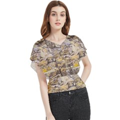 Rocky Texture Grunge Print Design Butterfly Chiffon Blouse