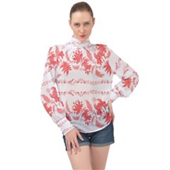 Folk Ornament High Neck Long Sleeve Chiffon Top by Eskimos