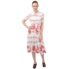 Folk Ornament Keyhole Neckline Chiffon Dress