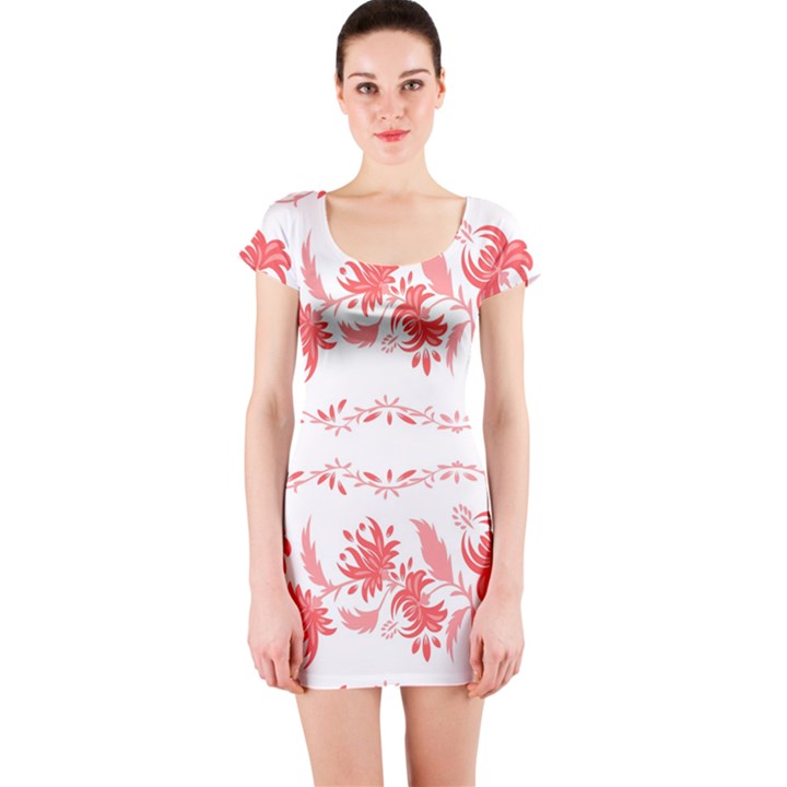 Folk ornament Short Sleeve Bodycon Dress