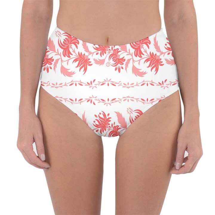 Folk ornament Reversible High-Waist Bikini Bottoms