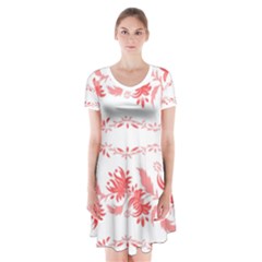 Folk Ornament Short Sleeve V-neck Flare Dress by Eskimos