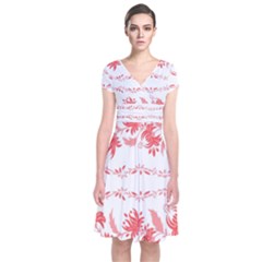 Folk Ornament Short Sleeve Front Wrap Dress by Eskimos