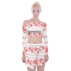 Folk Ornament Off Shoulder Top With Mini Skirt Set by Eskimos