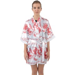 Folk Ornament Half Sleeve Satin Kimono  by Eskimos