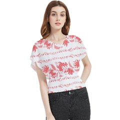 Folk Ornament Butterfly Chiffon Blouse