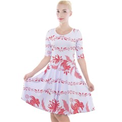 Folk Ornament Quarter Sleeve A-line Dress by Eskimos