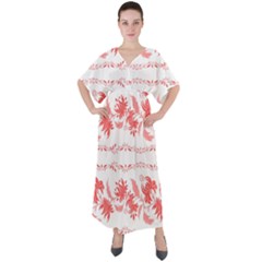 Folk Ornament V-neck Boho Style Maxi Dress