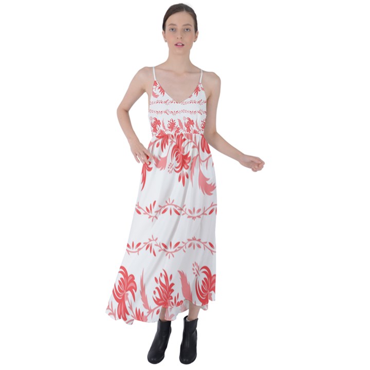 Folk ornament Tie Back Maxi Dress