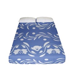 Blue White Ornament Fitted Sheet (full/ Double Size) by Eskimos