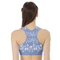 Blue white ornament Sports Bra with Border View2