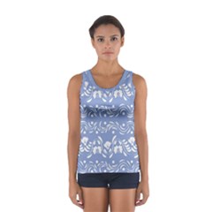 Blue White Ornament Sport Tank Top  by Eskimos