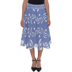 Blue White Ornament Perfect Length Midi Skirt by Eskimos