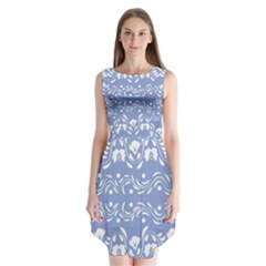 Blue White Ornament Sleeveless Chiffon Dress   by Eskimos