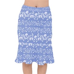 Blue White Ornament Short Mermaid Skirt by Eskimos