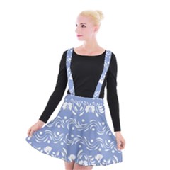 Blue White Ornament Suspender Skater Skirt by Eskimos