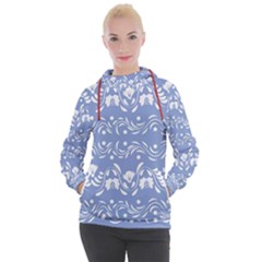 Blue White Ornament Women s Hooded Pullover by Eskimos