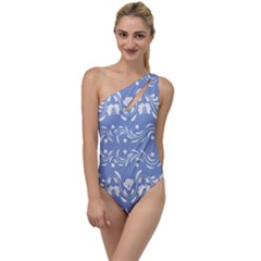 Blue White Ornament To One Side Swimsuit by Eskimos