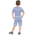 Blue white ornament Kids  Tee and Shorts Set View2