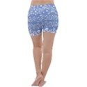 Blue white ornament Lightweight Velour Yoga Shorts View4