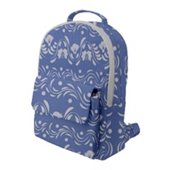 Blue White Ornament Flap Pocket Backpack (large) by Eskimos