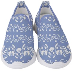 Blue White Ornament Kids  Slip On Sneakers by Eskimos