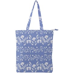 Blue White Ornament Double Zip Up Tote Bag by Eskimos